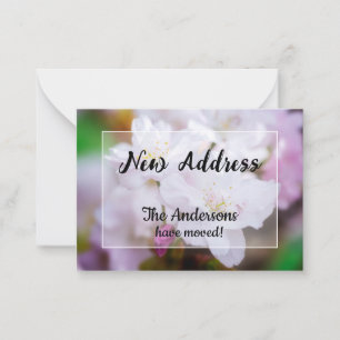 White Cherry Blossom New Address Announcement