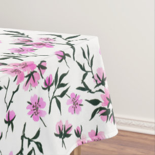 White cherry blossom on white tablecloth