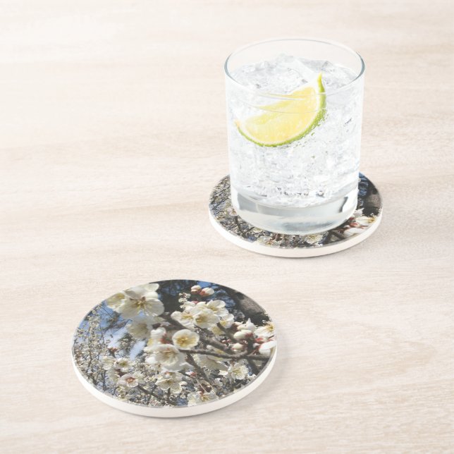 White Cherry Blossom / Sakura / サクラ（桜） Coaster (Side)