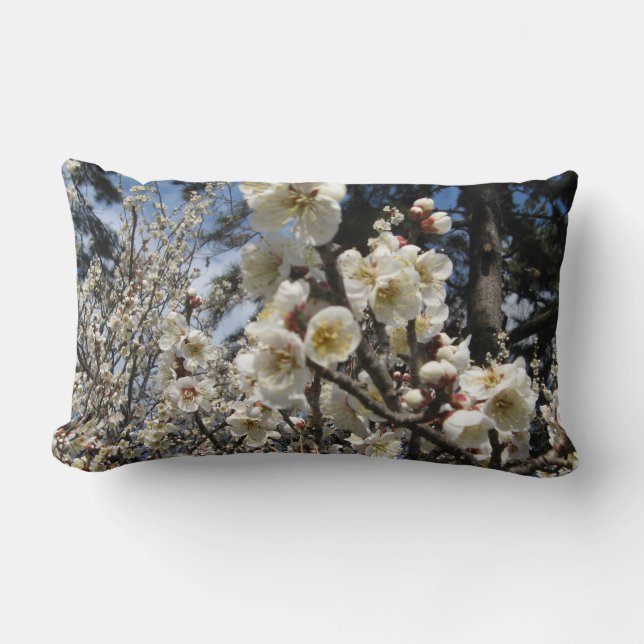 White Cherry Blossom / Sakura / サクラ（桜） Lumbar Cushion (Front)