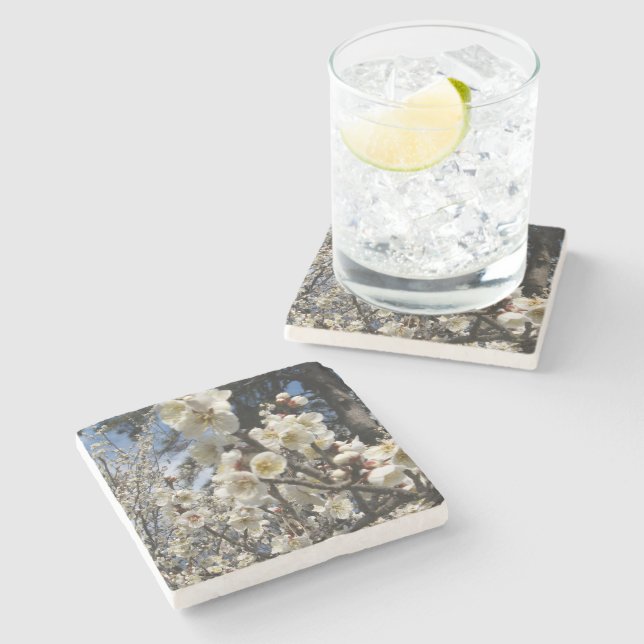 White Cherry Blossom / Sakura / サクラ（桜） Stone Coaster (Side)