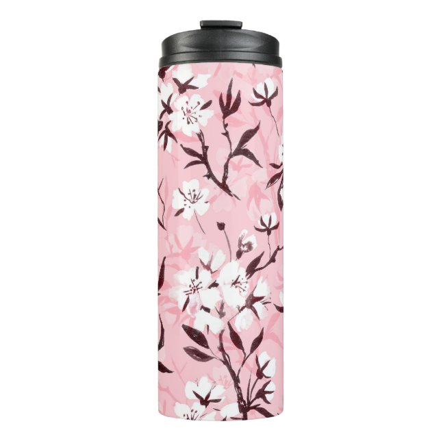 White cherry blossom thermal tumbler (Front)