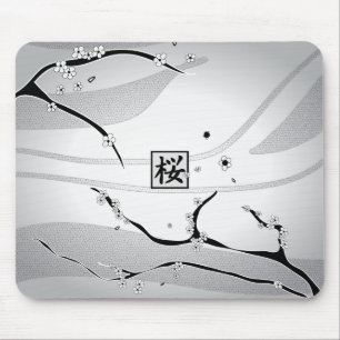 White Cherry Blossom Tree Mouse Pad