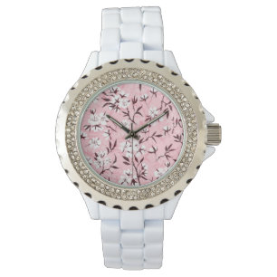 White cherry blossom watch