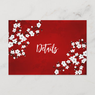 White Cherry Blossom Wedding Details Enclosure Card