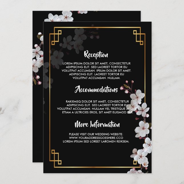 white Cherry Blossoms &golden Fra wedding programs Invitation (Front/Back)