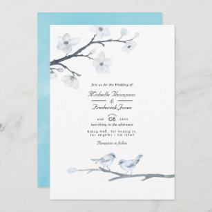 White Cherry Blossoms QR Code RSVP Wedding Invitation