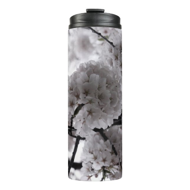 White Cherry Blossoms Thermal Tumbler (Front)