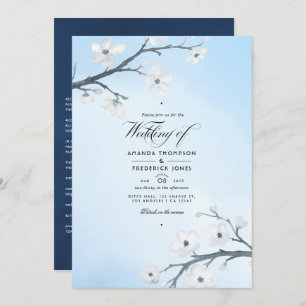 White Cherry Blossoms Wedding Invitation