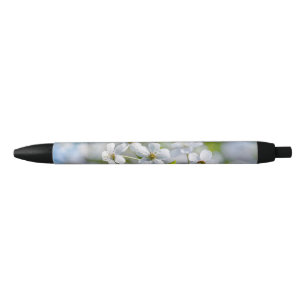 White Cherry Flower Black Ink Pen