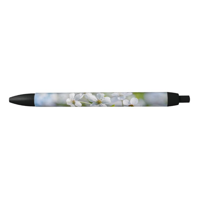 White Cherry Flower Black Ink Pen (Front)