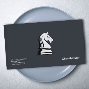 White Chess Knight Business Card