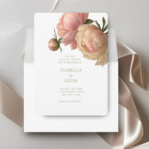 White   Chic Blush Rose Wedding  Envelope