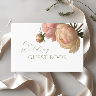 White   Chic Blush Rose Wedding  Guest Book