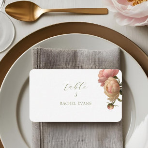 White Chic Blush Rose Wedding Place Cards