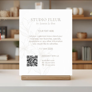 White   Chic Floral Text Promotional QR Poster