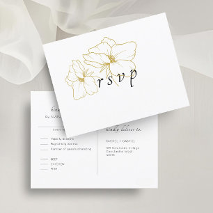 White   Chic Floral Wedding RSVP Postcard