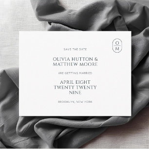 White   Chic Minimal Monogram Wedding  Postcard
