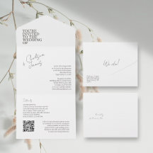 White | Chic Modern All in One Wedding Invite