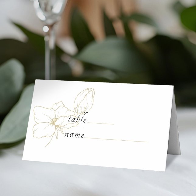 White | Chic Modern Floral Wedding  Place Card (Creator Uploaded)