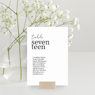 White Chic Modern Minimalist Wedding Table Number