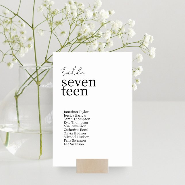 White | Chic Modern Minimalist Wedding  Table Number (Creator Uploaded)