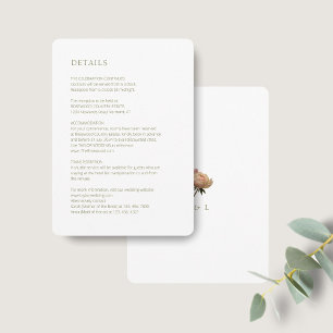 White Chic Olive Green & Rose Wedding Detail Enclosure Card