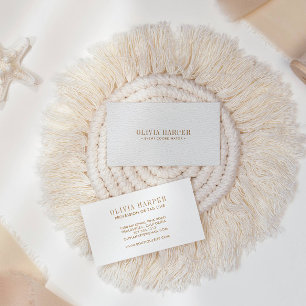 White Chic   Plain Elegant Leather Look Business Card