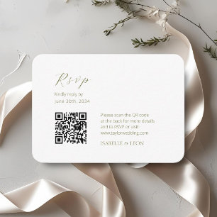 White Chic Simple Scrpt QR Code Wedding Enclosure Card