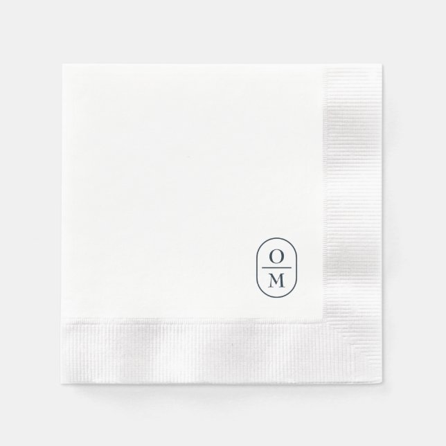 White | Chic Typography Minimal Monogram Wedding Napkin (Front)