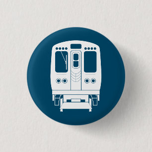 White Chicago “L” Profile on Blue Background 3 Cm Round Badge