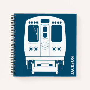 White Chicago “L” Profile on Blue Background Notebook