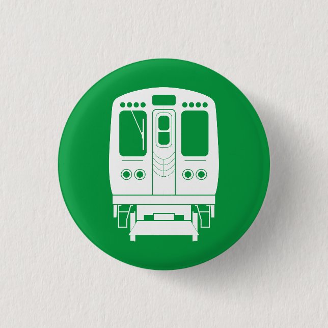 White Chicago “L” Profile on Green Background 3 Cm Round Badge (Front)