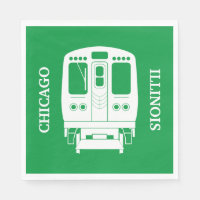 White Chicago “L” Profile on Green Background