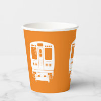 White Chicago “L” Profile on Orange Background