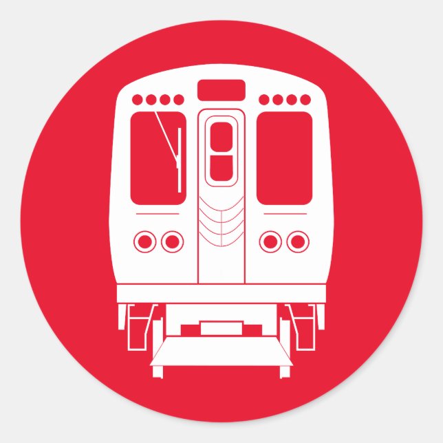 White Chicago “L” Profile on Red Background Classic Round Sticker (Front)