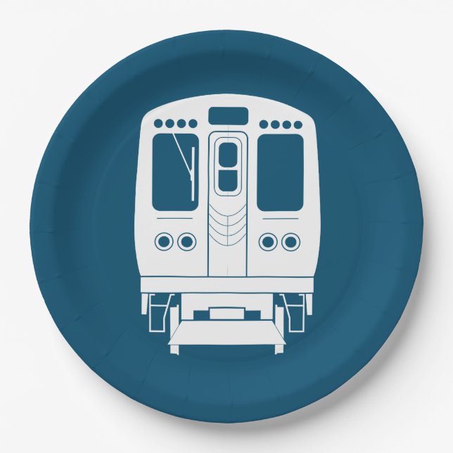 White Chicago “L” Profile on Yellow Background Paper Plate (Front)