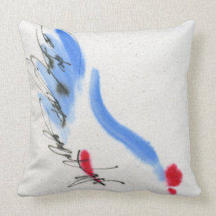 White chicken. Calligraphy and watercolor Cushion