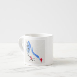 White chicken. Calligraphy and watercolor Espresso Cup