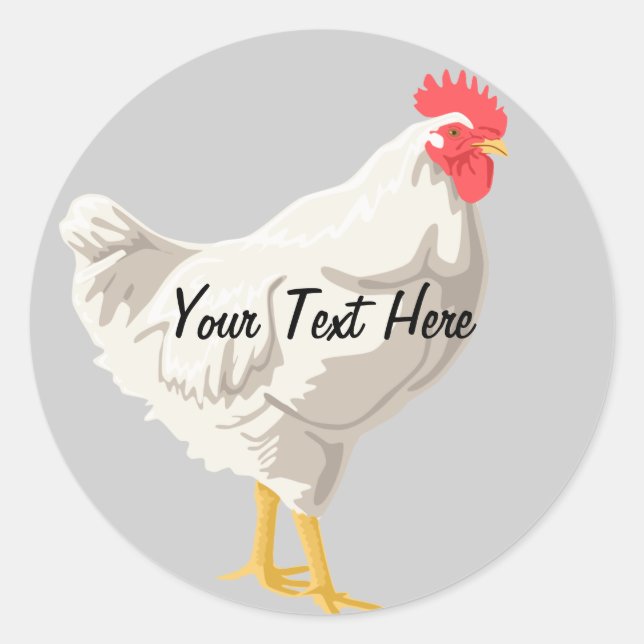 White Chicken Classic Round Sticker (Front)