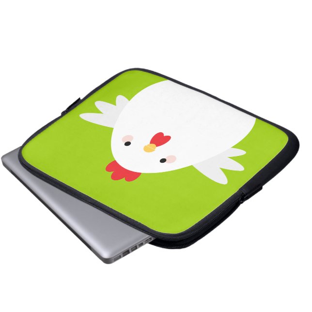 White Chicken on Green Electronics Sleeve (Front Bottom)