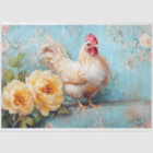 White Chicken Yellow Blooms Dresser Decoupage