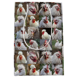 White Chickens Photo Collage, Medium Gift Bag