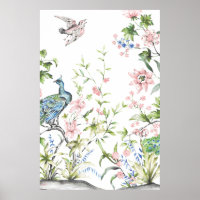 White Chinoiserie Art Prints | 24 by 36 Inch