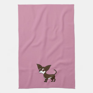 White & Chocolate Chihuahua with Short Hair Tea Towel