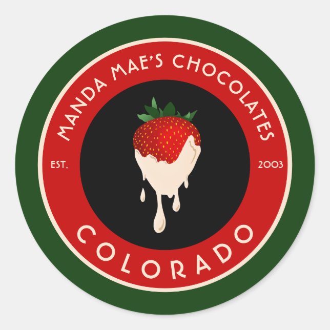 white chocolate covered strawberry classic round sticker (Front)