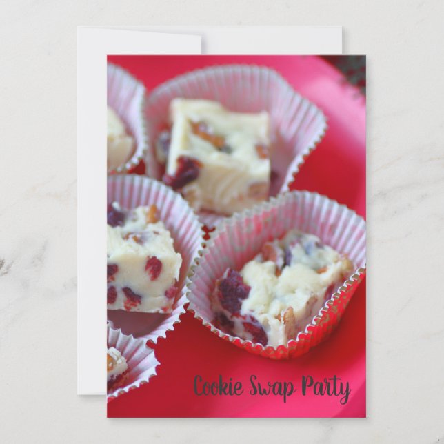 White chocolate fudge on red plate invitation (Front)