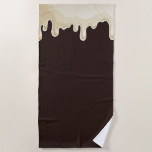 White Chocolate on Dark Chocolate Brown Beach Towel