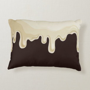 White Chocolate on Dark Chocolate Brown Decorative Cushion
