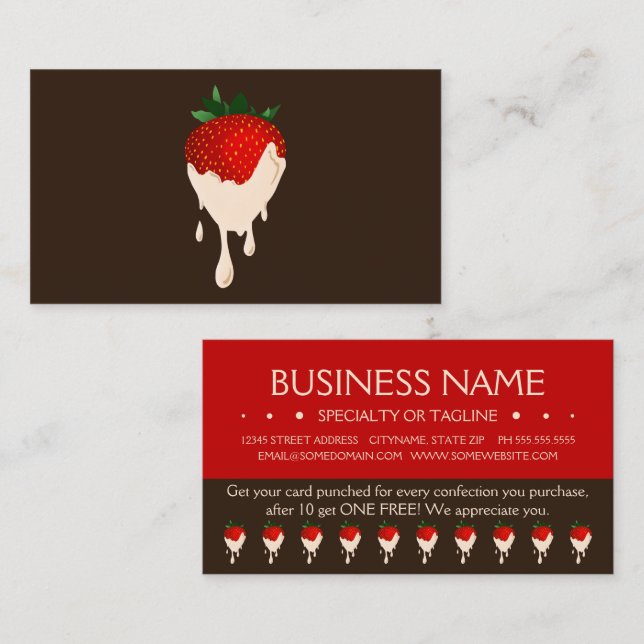 white chocolate strawberries loyalty punch card (Front/Back)
